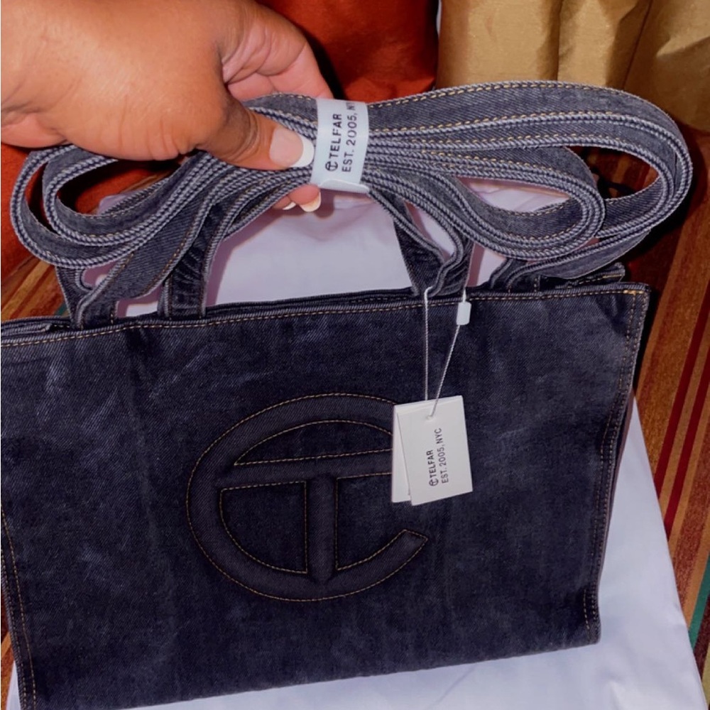 Brand New Authentic Black Denim Medium Telfar Shopper - Picture 2 of 6